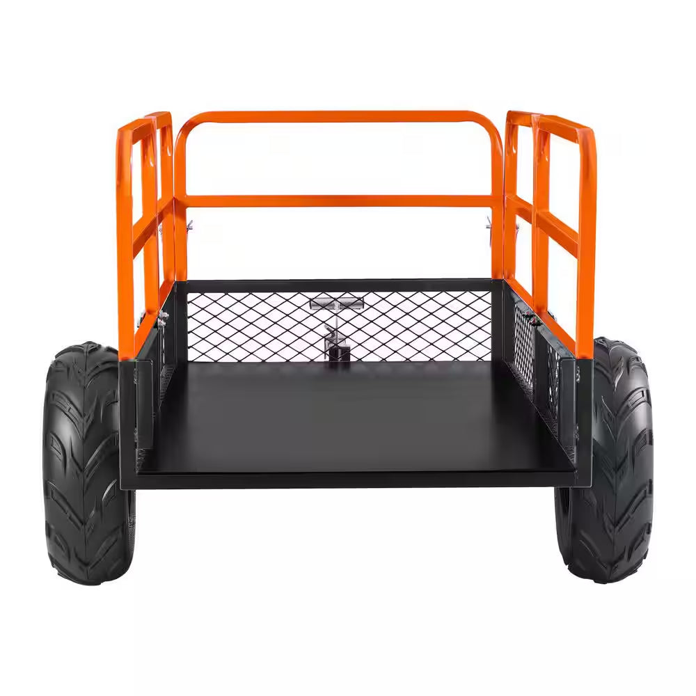 1600 Lbs. Garden Utility Trailer, Tow-Behind Steel Dump Cart with Removable Panel, 22 Cu. Ft. Steel Garden Cart