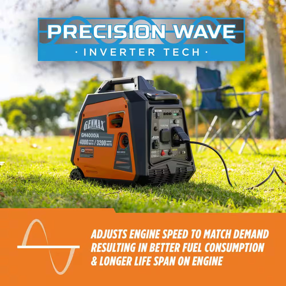 4000-Watt Recoil Start Gasoline Powered Inverter Generator Light-Weight and Quiet with 145Cc OHV Engine