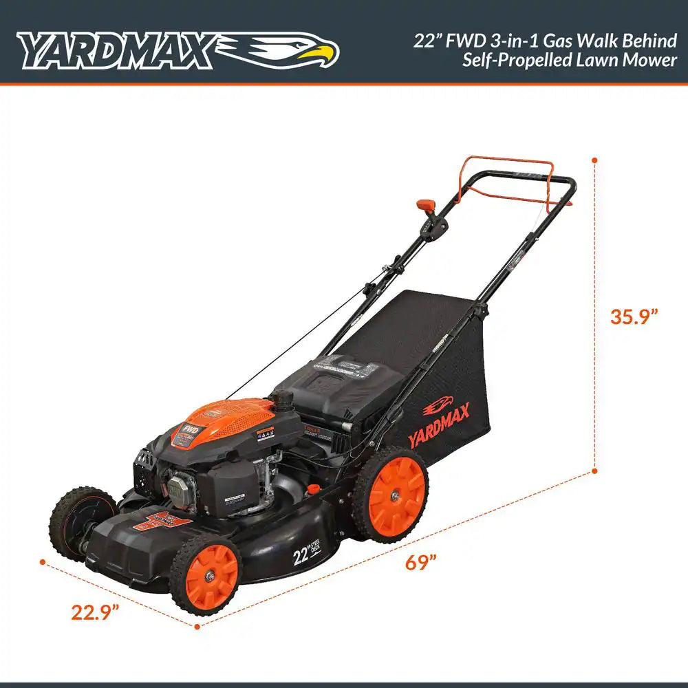 22 In. 201 Cc SELECT PACE 6 Speed CVT High Wheel FWD 3-In-1 Gas Walk behind Self Propelled Lawn Mower