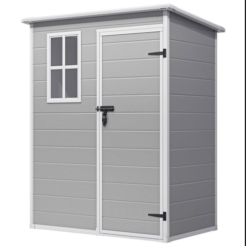 8 X 6 Ft. Gray Outdoor Storage Shed, Resin Garden Shed with Floor, Heavy-Duty, Fade-Resistant