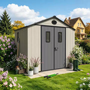 8 Ft. W X 6 Ft. D Outdoor Storage Resin Garden Shed for Backyard Outdoor (48 Sq. Ft. )