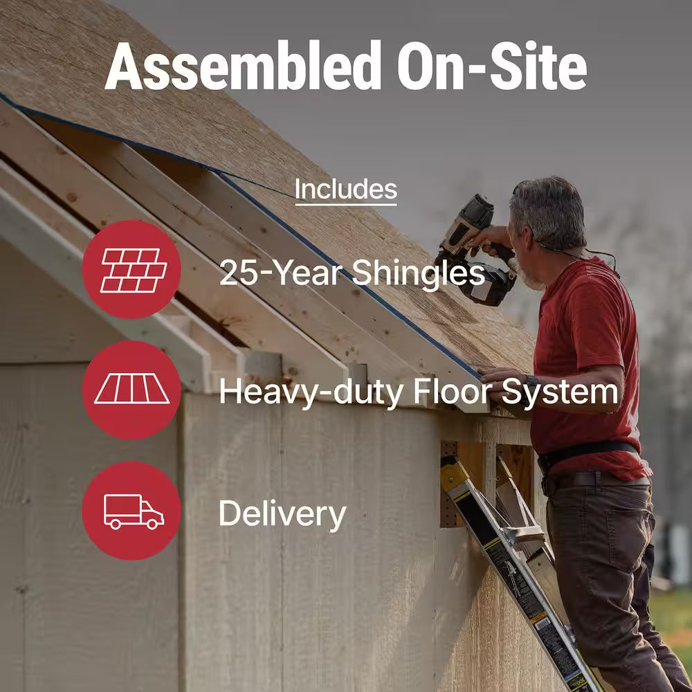 Assembly Included Kennesaw 10 Ft. W X 8 Ft. D Wood Shed W/ Floor-Outdoor Storage W/ Gray Shingles (80 Sq. Ft.)