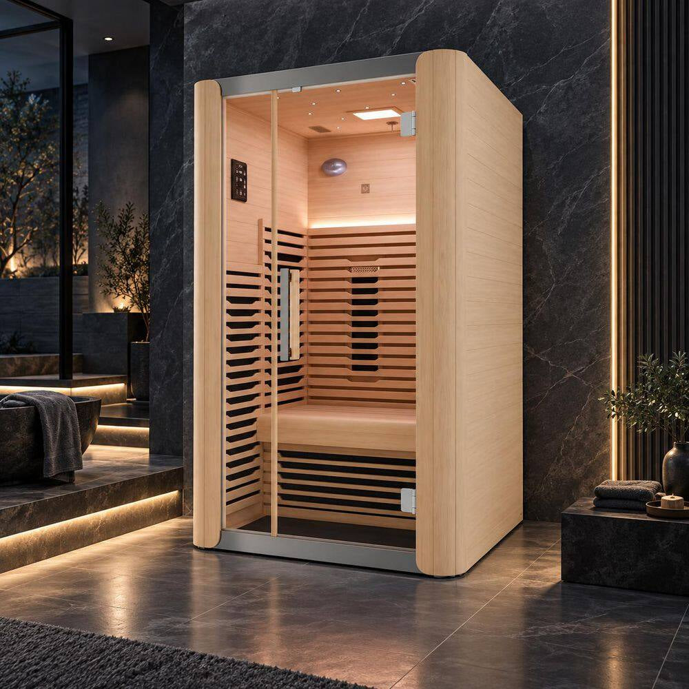 Full Spectrum 2-Person Infrared Indoor Sauna with Full Range Near, Mid, and Far Infrared Panels and Wifi Control