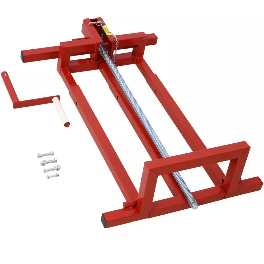 800Lb Lawn Mower Lift for Riding Tractors, Universal Tractor Lifter with 45° Tilt Adjustment, Red