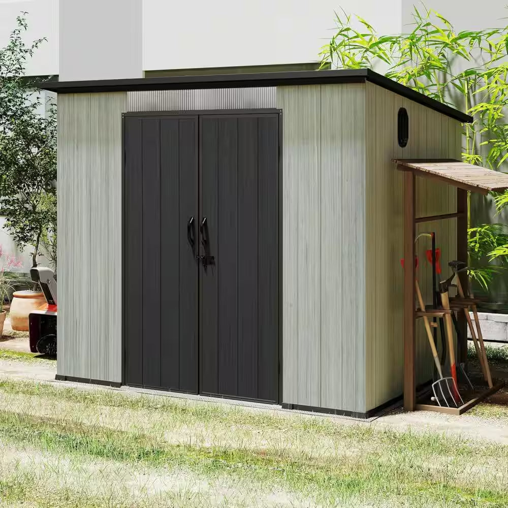 6 X 8 FT. Outdoor Resin Storage Shed with Lockable Door, Windows and Vents