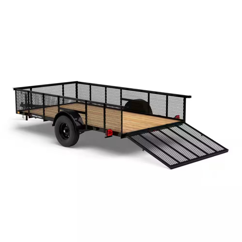 6 Ft. X 12 Ft. Utility Trailer with Mesh Sides and Wood Floor, 2,090 Lb. Payload Capacity