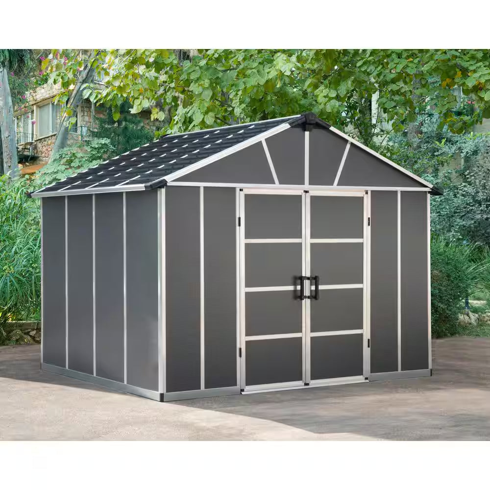 Yukon 11 Ft. W X 21 Ft. D Resin Plastic Outdoor Garden Storage Shed with Floor (229.8 Sq. Ft.) in Dark Gray