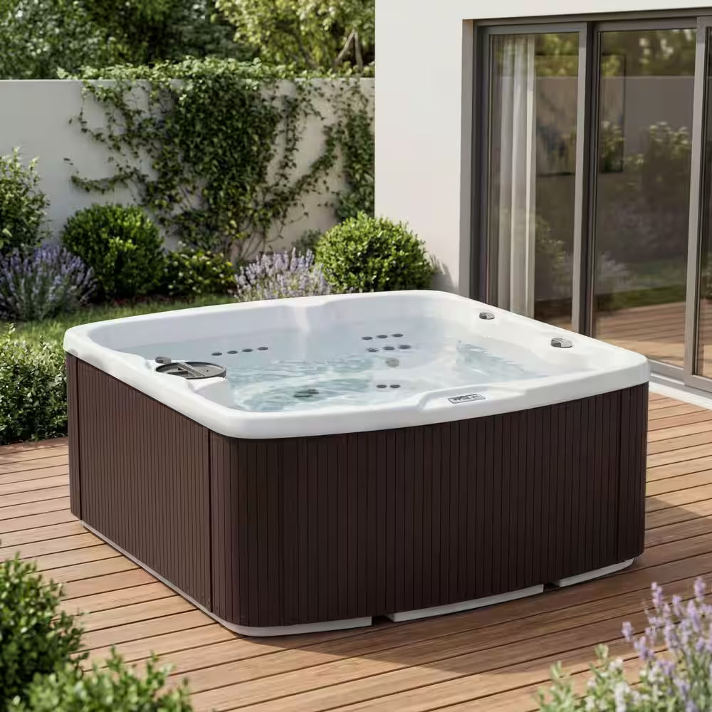 Leganza 6-Person 90-Jet 230V Hot Tub in Arctic White/Coastal Gray with Lounge Seating