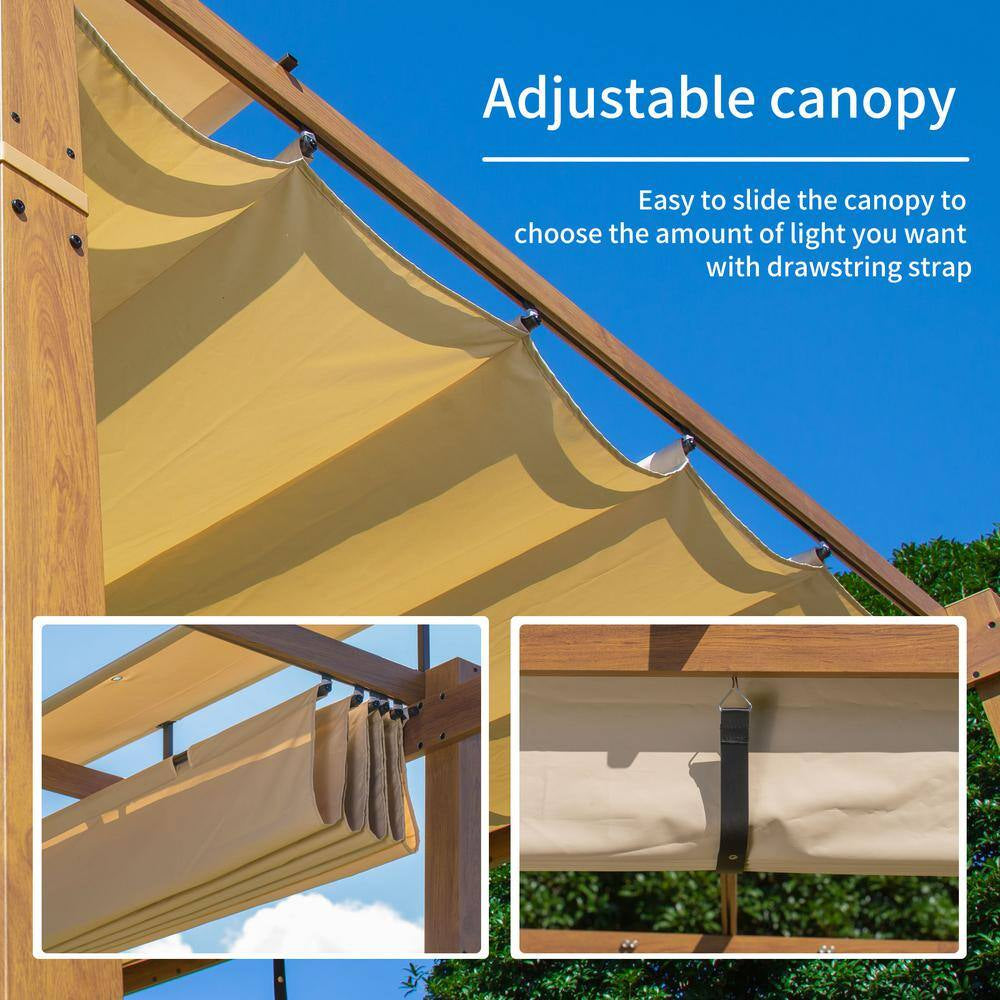 13 Ft. W X 9 Ft. D Aluminum Pergola with Weather-Resistant Retractable Canopy