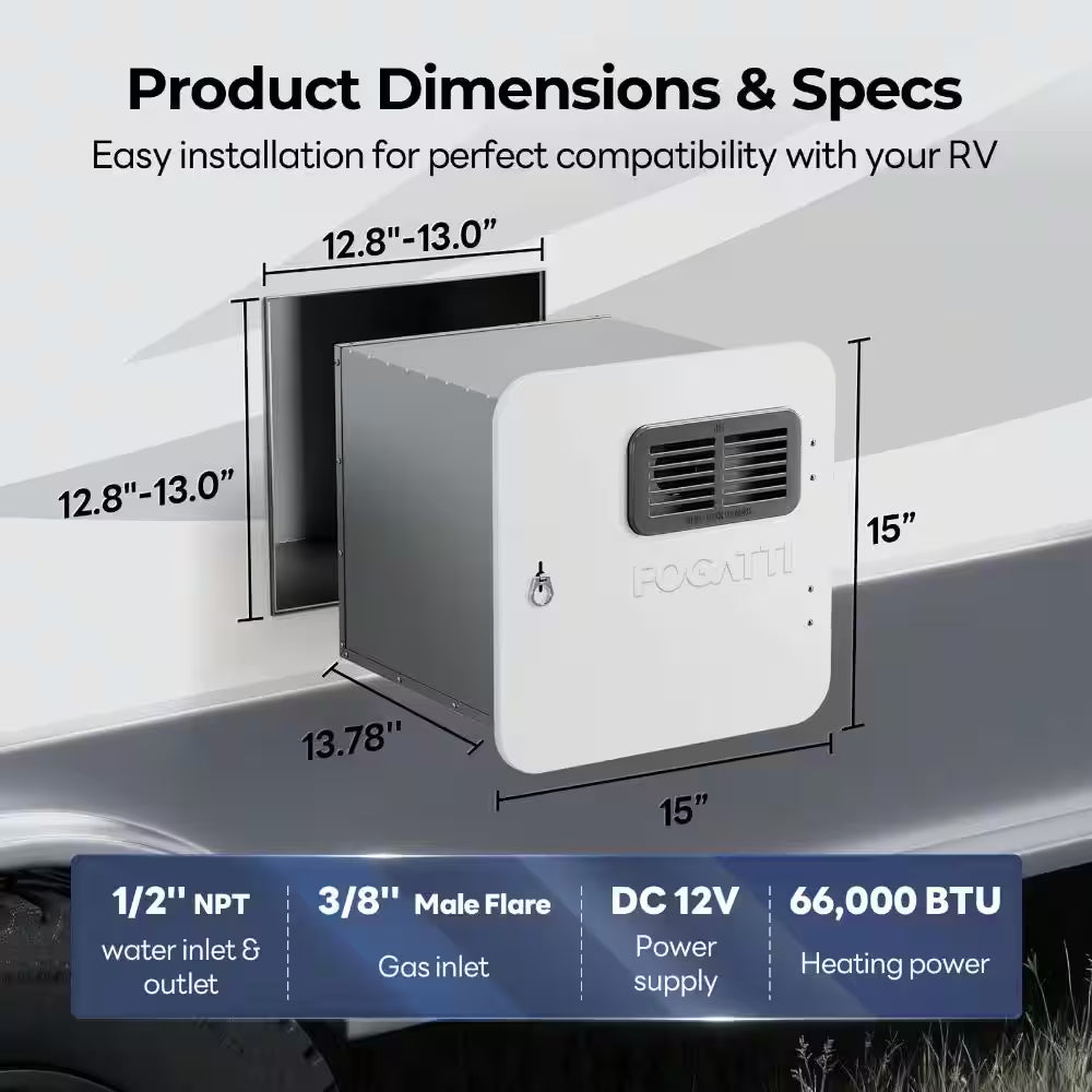 Rv Tankless Water Heater Instashower Ultra, 66,000 BTU, 0.5-3.9 GPM, with White Door & Mixing Tank, 2-Year Warranty