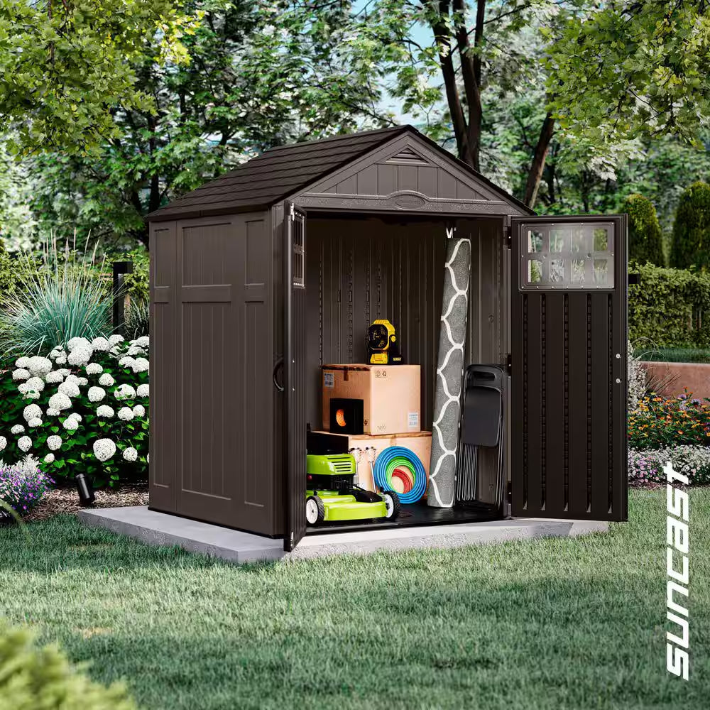 6 Ft. W X 5 Ft. D Plastic Resin Storage Shed with Floor (34 Sq. Ft.) in Dark Taupe (Gray)