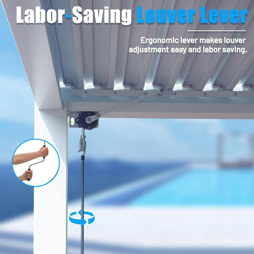 10 Ft. X 10 Ft. White Aluminum Metal Louvered Pergola