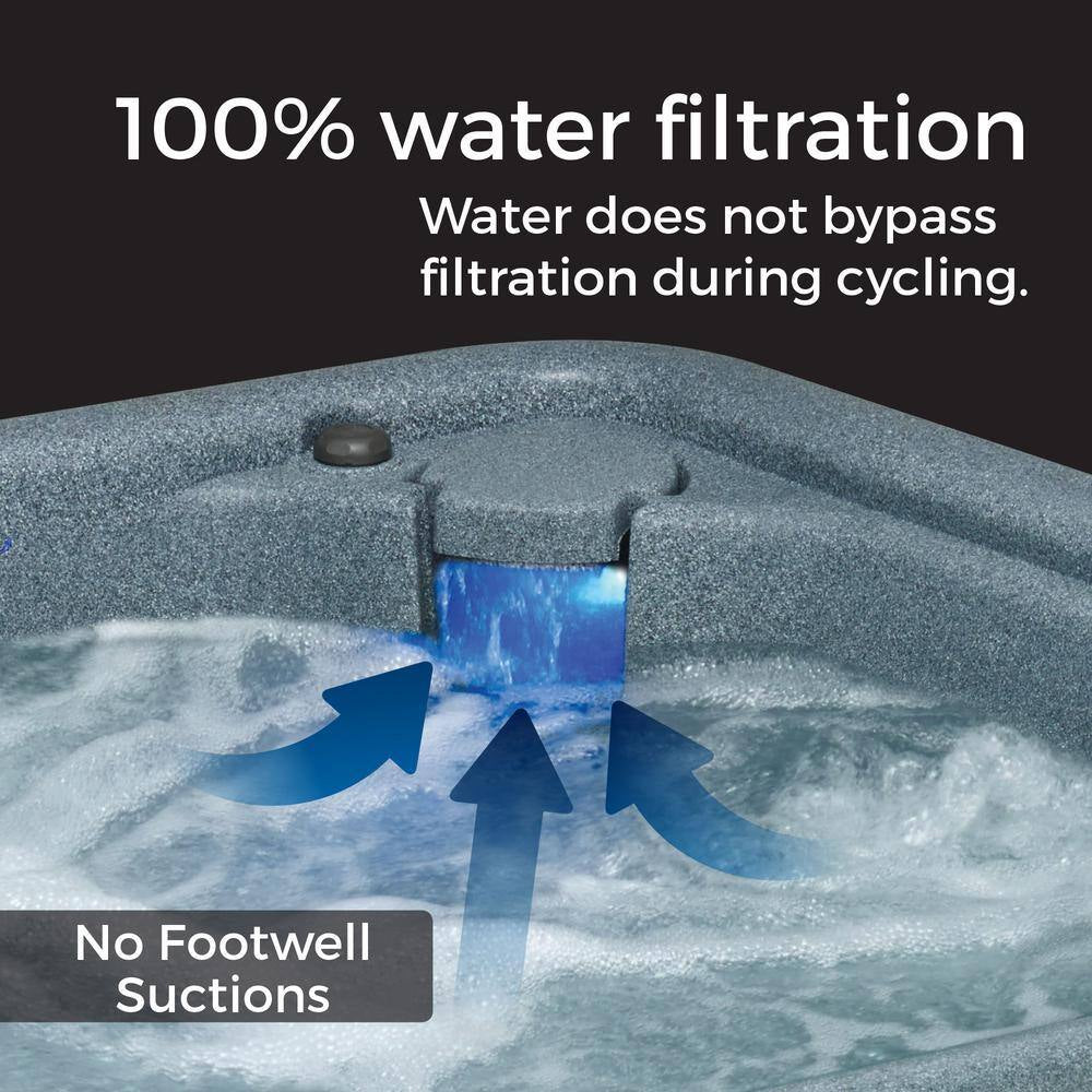 Select 150 4-Person Plug and Play Hot Tub with 12 Stainless Jets and LED Waterfall in Brownstone