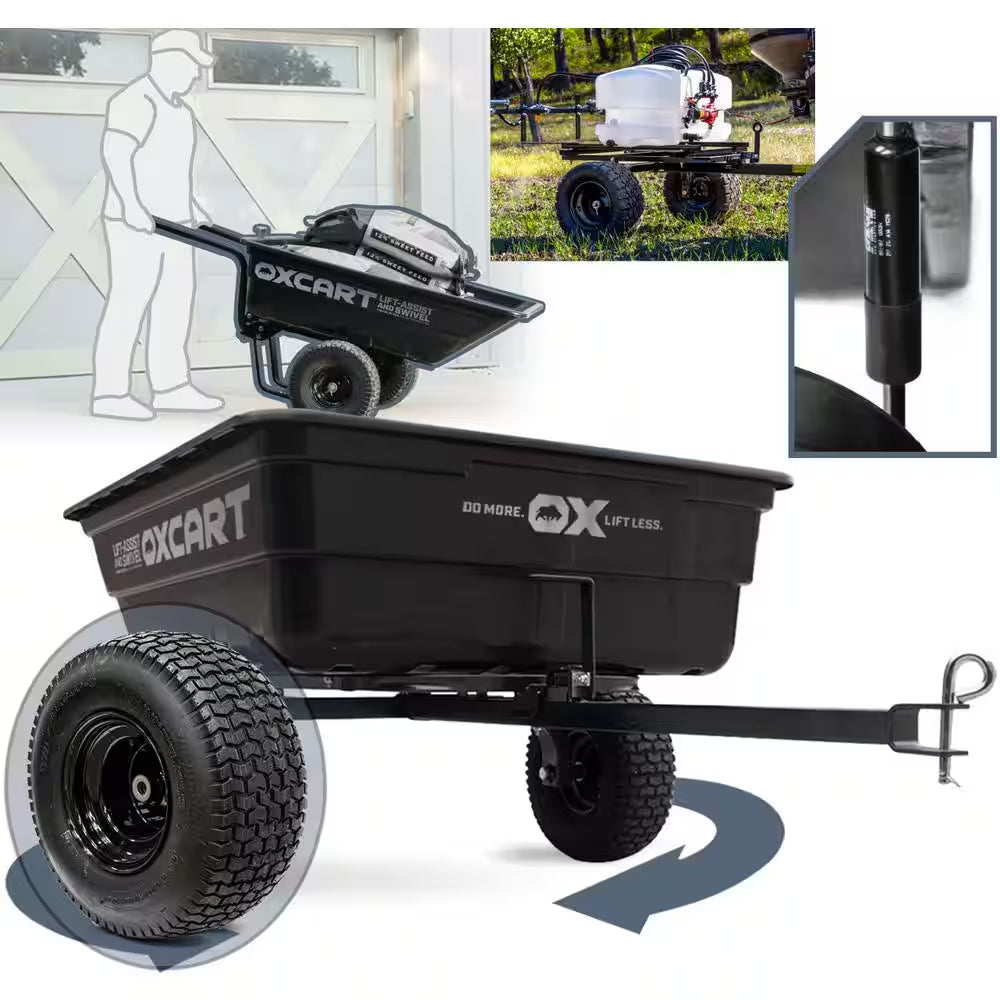 Stockman 15 Cu. Ft. to 17 Cu. Ft. Lift-Assist and Swivel Dump Cart with 18 In. Atv-Grade Run-Flat Tires