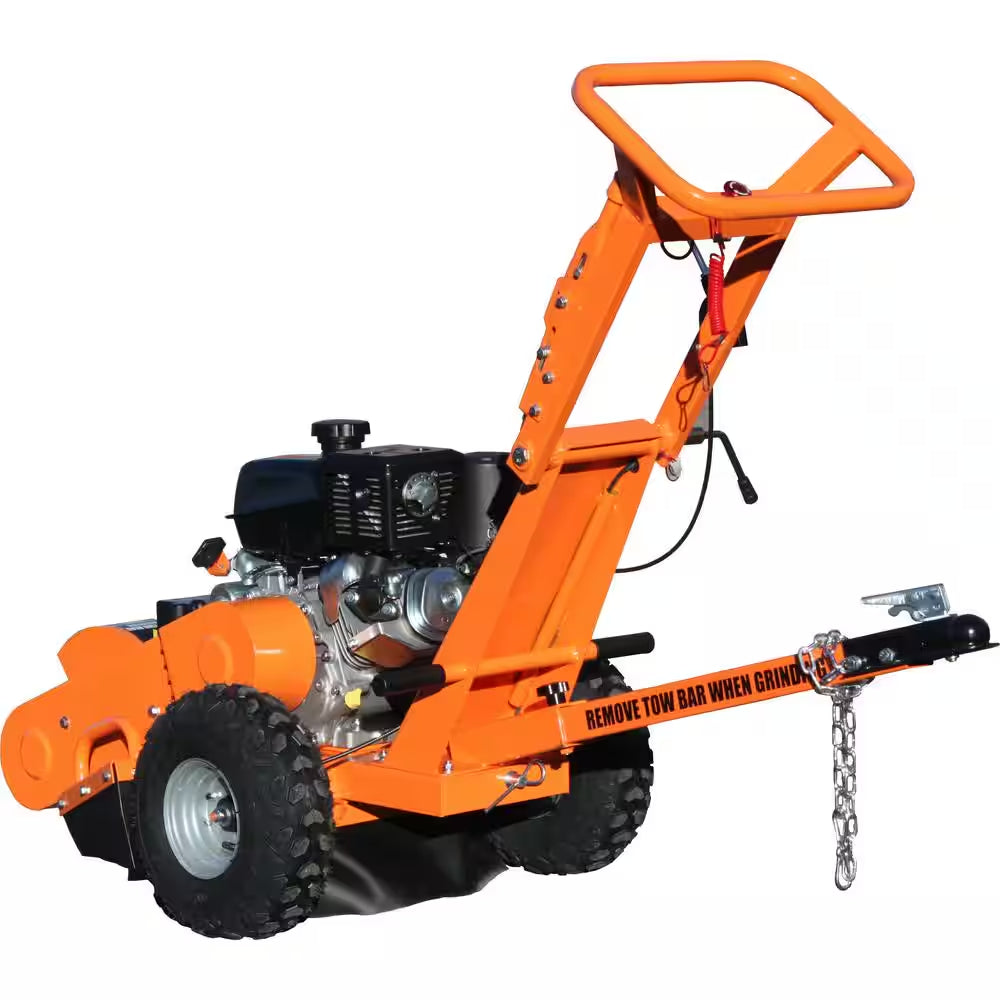 11 In. 14 HP Electric Start Commercial Kohler Gas Powered Stump Grinder with Extra Set of Teeth, Tow Bar, and Hour Meter