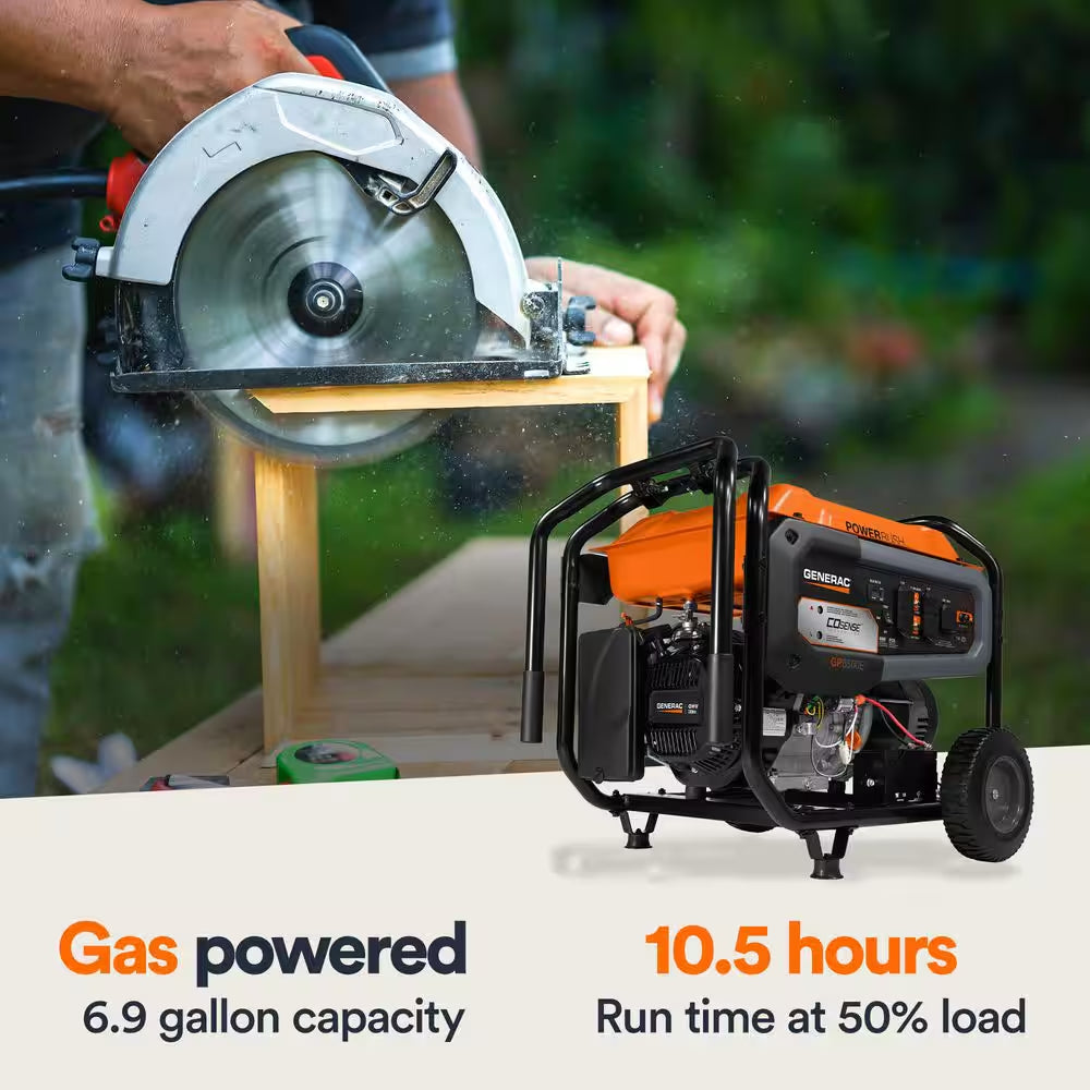 8125 / 6500-Watt Recoil Start Gasoline Powered Portable Generator with Cosense and 20 Ft. Extension Cord Included