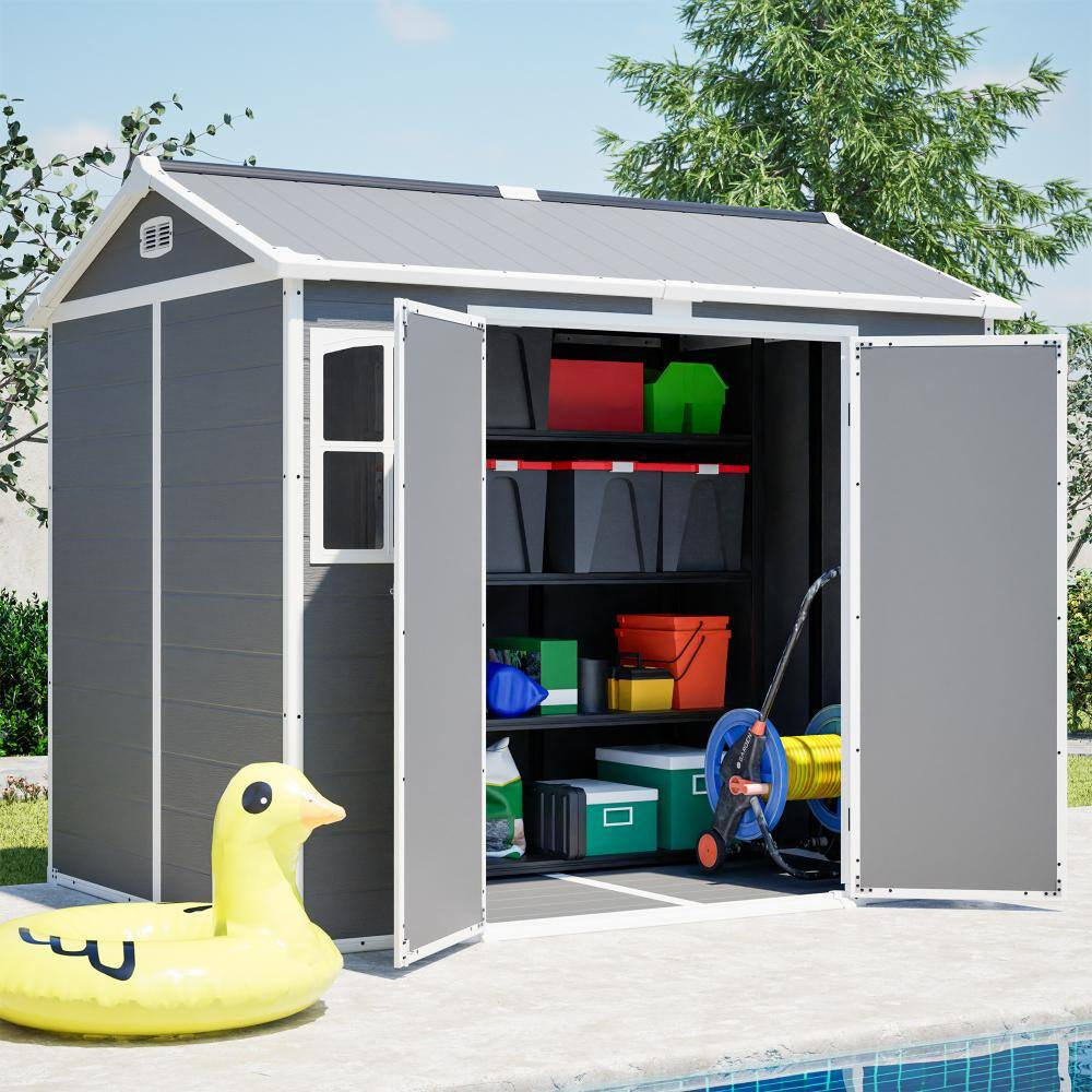 8X6 Ft Plastic Utility Shed with Lockable Door, Ventilation , Waterproof Design for Garden,Coverage Area- 46 Sq.Ft