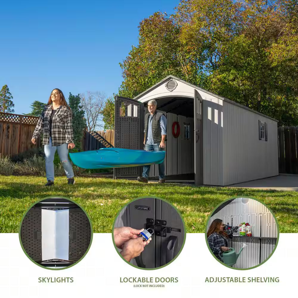 8 Ft. W X 20 Ft. D Outdoor Resin Storage Shed (160 Sq. Ft. )