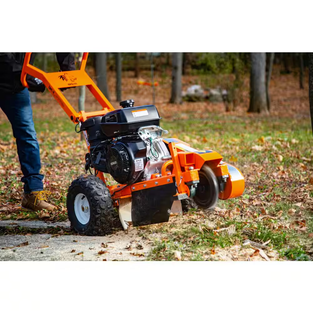 12 In. 14 HP Gas Powered Certified Commercial Stump Grinder with 9 High Speed HPDC Machined Carbide Cutters