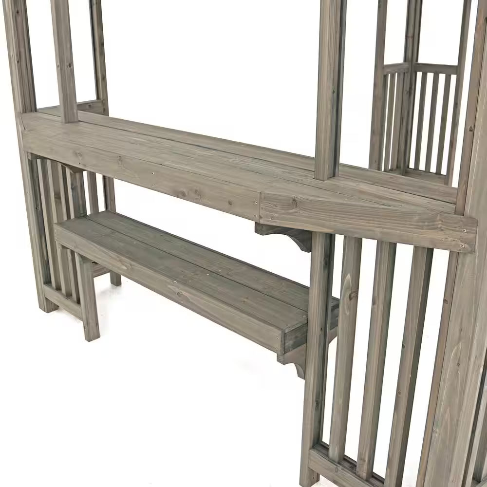 Madison 10 Ft. X 14 Ft. Timber Gray Cedar Wood Backyard Patio Pergola Including UV Sun Shade, Counter and Serving Bar