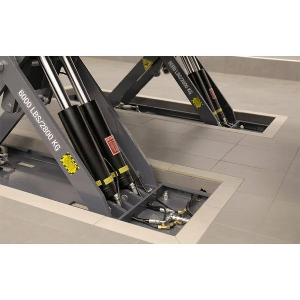 MDS-6LPF Mid-Rise Scissor Car Lift with Open Center and Flush-Mount, 6000 Lb. Capacity, 208-230V, 60 Hz 1-Phase
