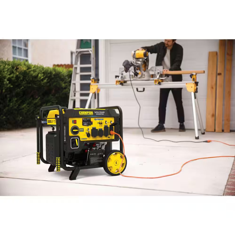 10,000/7,750-Watt Electric Start Gas Open Frame Inverter Generator, Free 3-Year Warranty for Home Backup