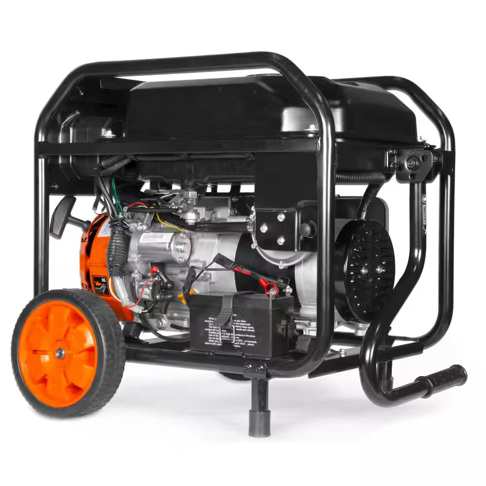 5,600-Watt Dual Fuel Portable Gasoline Generator with Wheel Kit, Electric Start, and CO Watchdog
