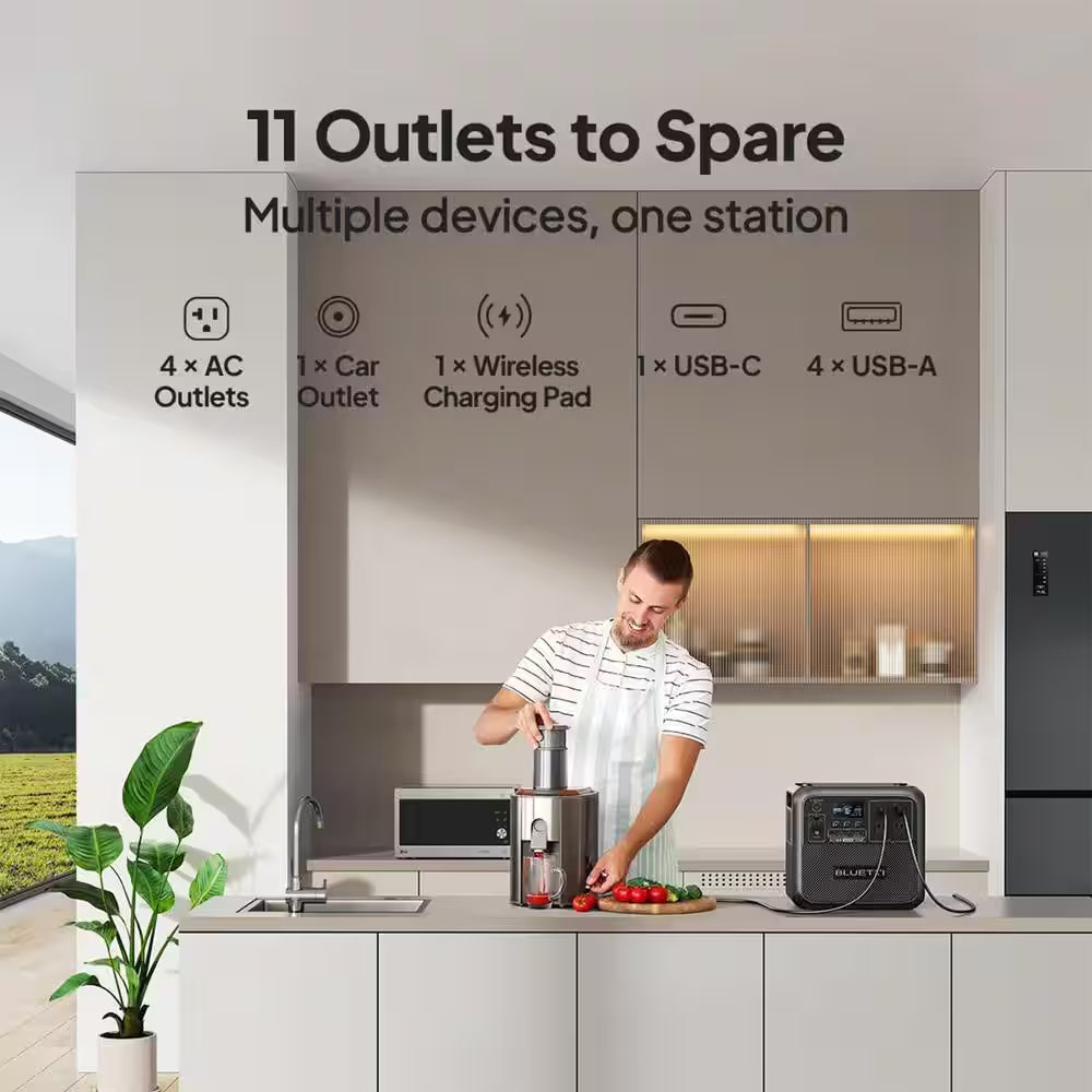 1800W Continuous/2700-Watt Peak Output Power Station AC180 Push Button Start Lifepo4 Battery Solar Generator for Outdoor