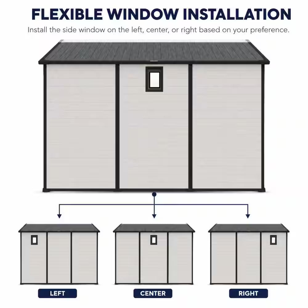 8 Ft. W X 10 Ft. D Outdoor Resin Storage Shed with Floor and Lockable Door in Beige (70 Sq. Ft.)