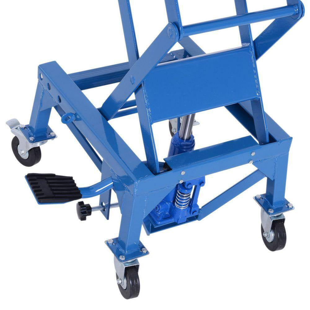 DURHAND 300 Lbs. Hydraulic Motorcycle Scissor Jack Lift Foot Step Wheels for Small Dirt Bikes