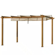 13 Ft. W X 9 Ft. D Aluminum Pergola with Weather-Resistant Retractable Canopy