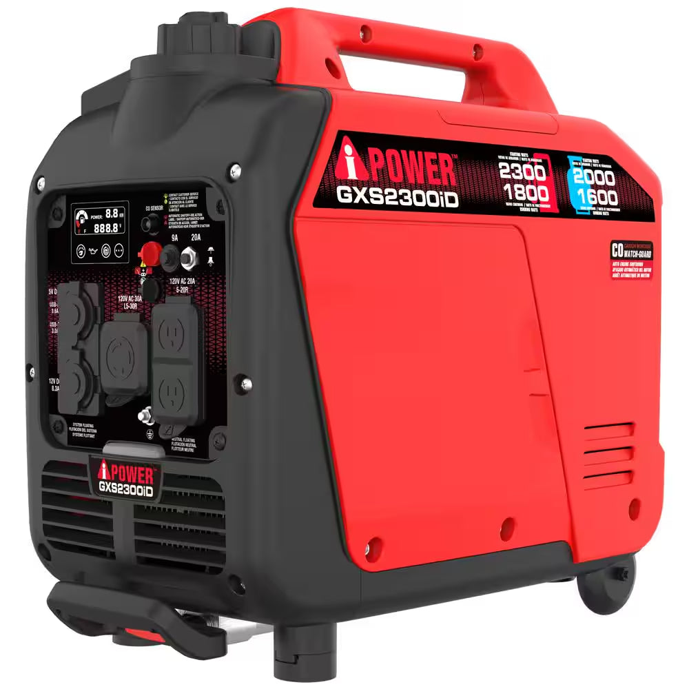 2300-Watt Recoil Start Gas Propane Powered Ultra Light-Weight Inverter Generator 80Cc OHV Engine and CO Sensor Shutdown