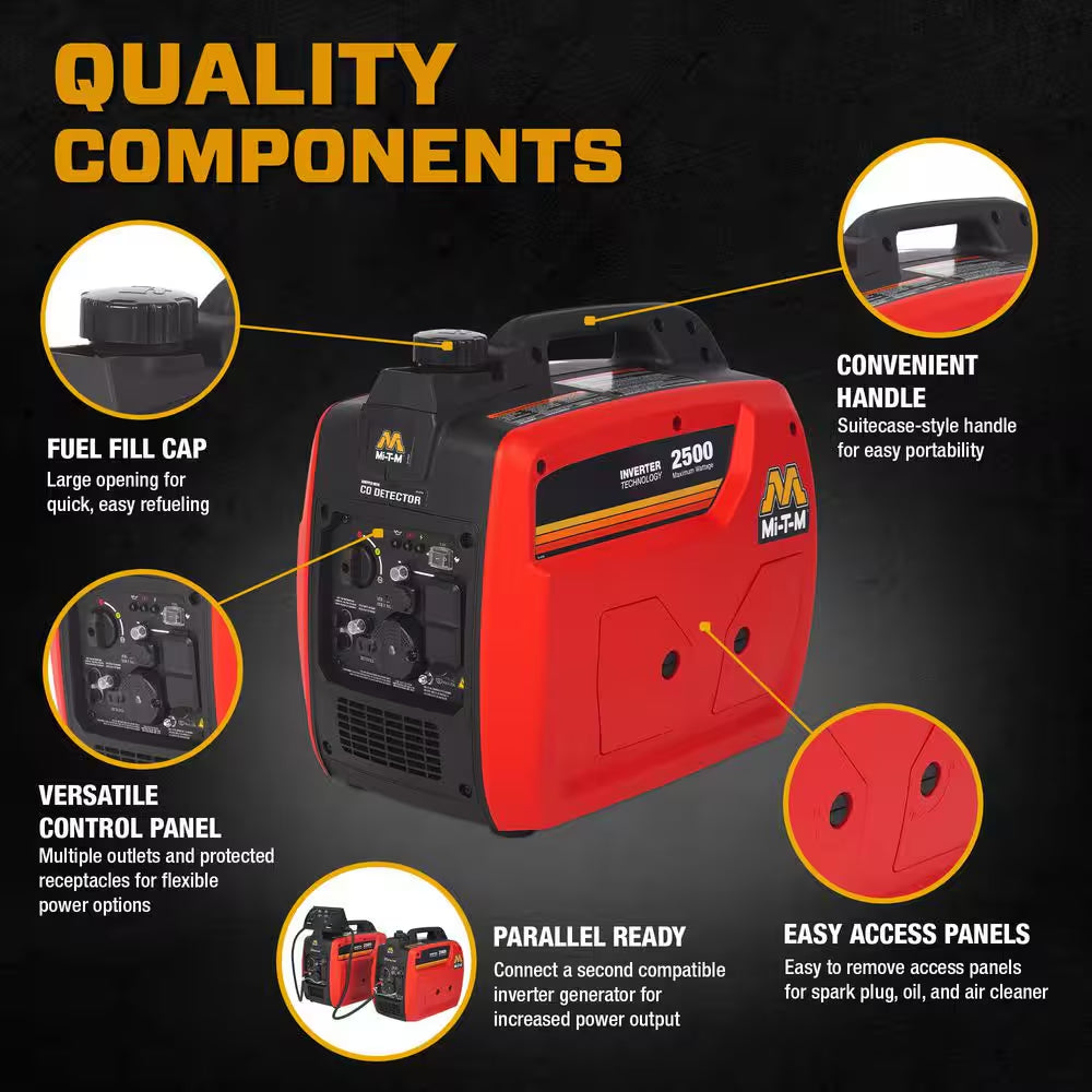 2,300-Watt Recoil Start 2,500-Watt Gasoline Powered Inverter Generator with CO Detection