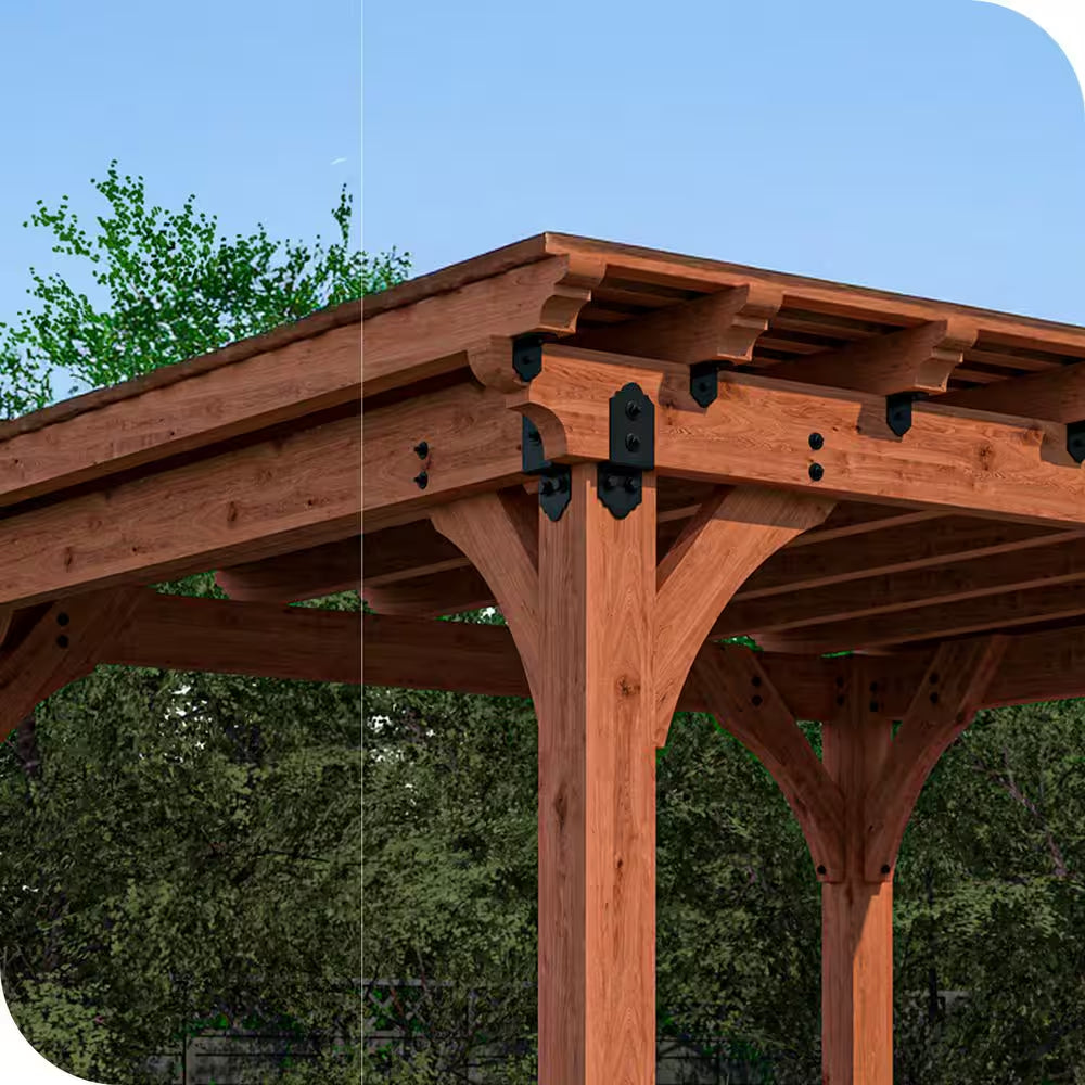 Pro Assembled Tuscan 10 Ft. X 12 Ft. Premium Timber Outdoor Patio Shade Pergola with 8 In. Solid Posts-Pro Staining