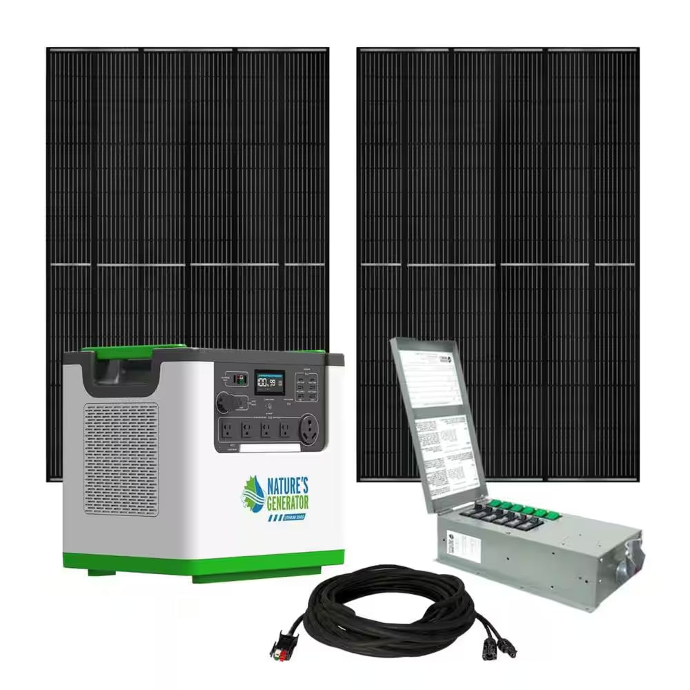 3600W Output/7200W Peak Push-Button Start 3072Wh L3600 Solar Generator, with 2-Piece 440W Solar Panels and Transfer Kit