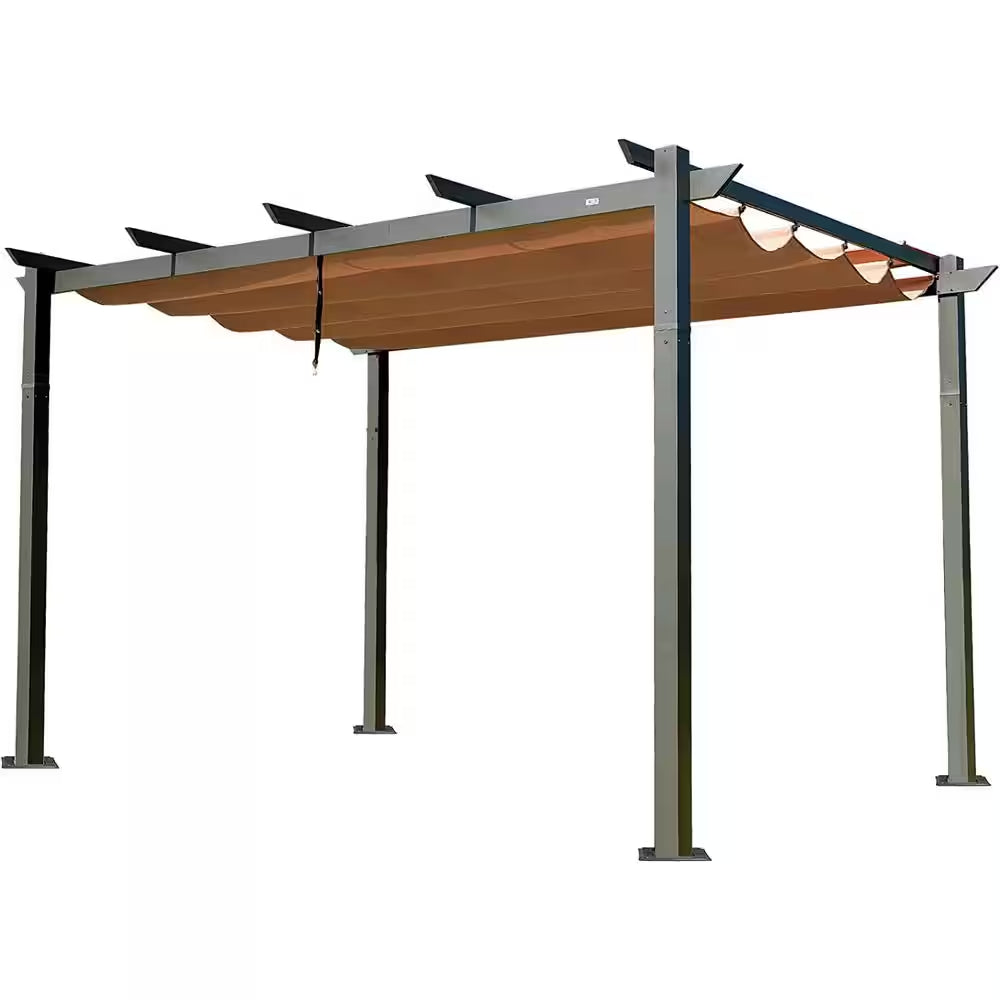 13 Ft. W X 10 Ft. D Aluminum Pergola with Weather-Resistant Retractable Canopy