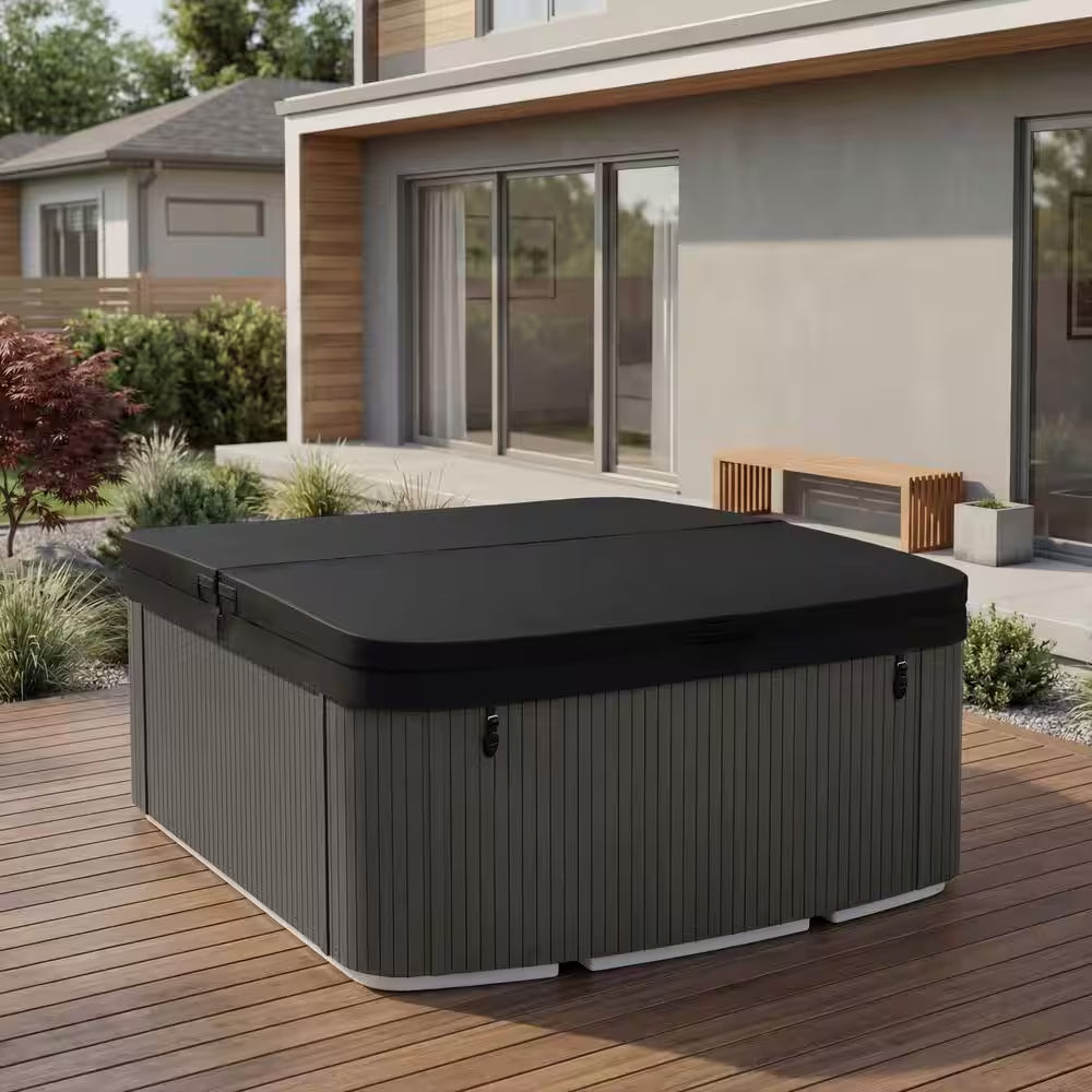 Leganza 6-Person 90-Jet 230V Hot Tub in Arctic White/Coastal Gray with Lounge Seating