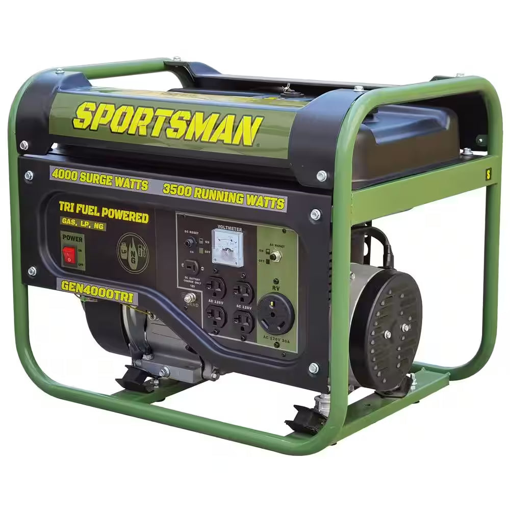 4,000-Watt/3,500-Watt Recoil Start Tri Fuel Portable Generator, Runs on Natural Gas, Gasoline, or Propane
