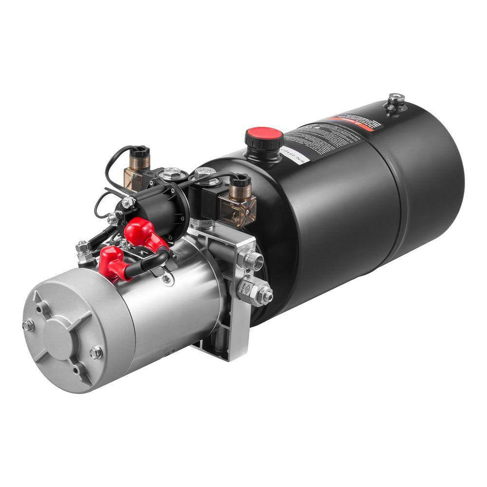 8 Qt. Hydraulic Power Unit, Double Acting Dump Trailer Pump, 3200 PSI Max Relief Pressure, 0.91 GPM Flow Rate DC 12-Volt