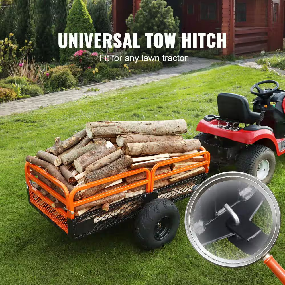 ATV Dump Trailer, 1500 Lbs. Capacity 15 Cu. Ft. Total, Steel, Tow-Behind Garden Cart with Removable Sides, 2-Tires