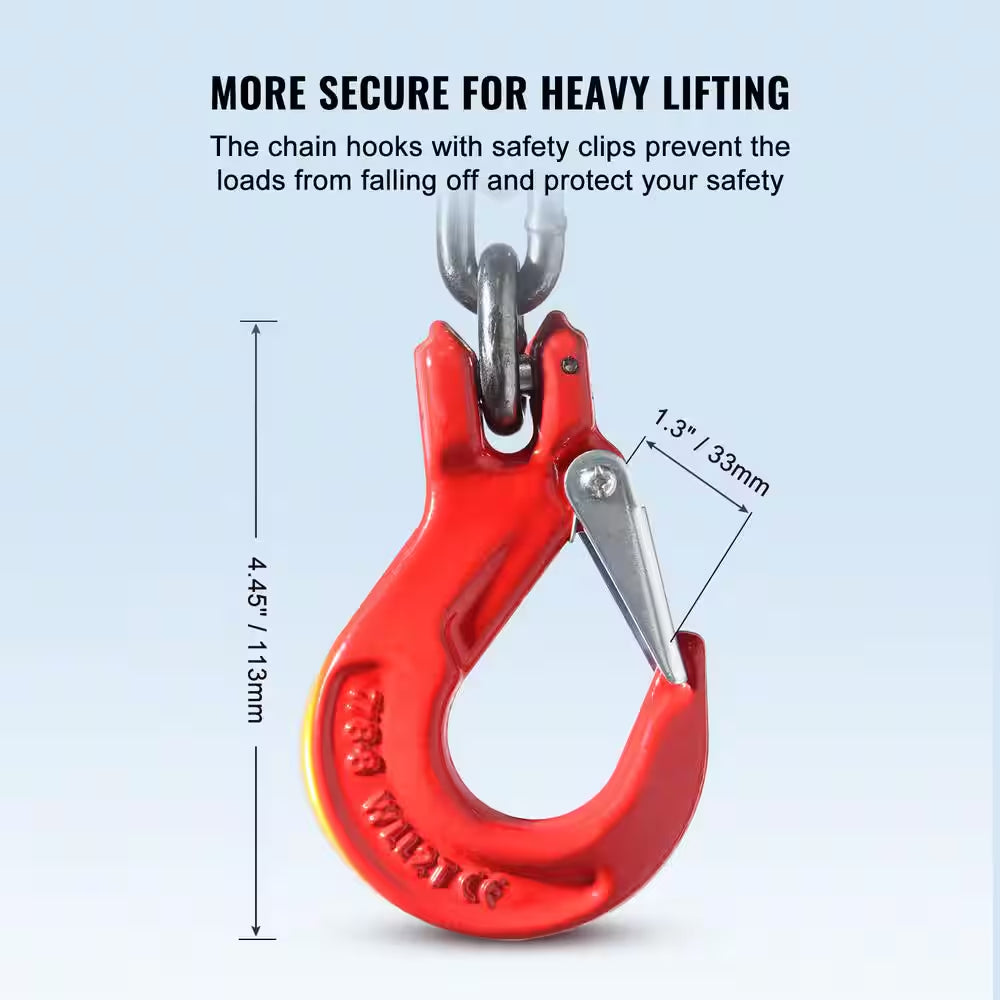 Chain Sling, 5/16 In. X 6 Ft. Lifting Chains with Hooks, G80 Engine Chain Hoist Lifts, 6600 Lbs. Lifting Sling Chains