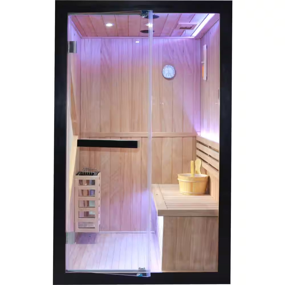 2-Person Indoor African Pine Wet/Dry Sauna with Electric Sauna Heater
