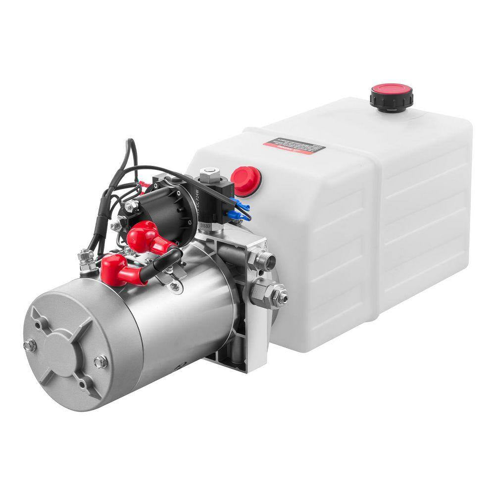 6 Qt. Hydraulic Power Unit, Double Acting Dump Trailer Pump, 3200 PSI Max Relief Pressure and 0.91 GPM Flow Rate, DC 12V