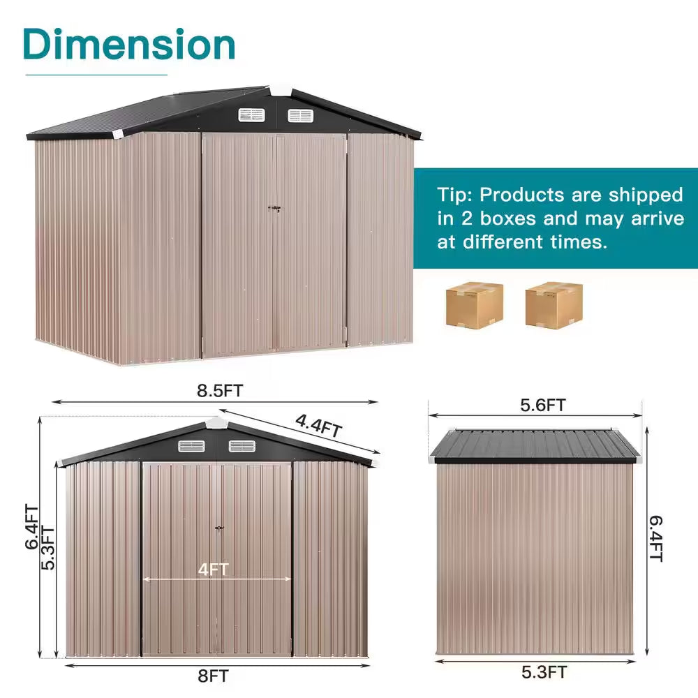 8 Ft. W X 6 Ft. D Metal Storage Shed with Vents and Lockable Door (43 Sq. Ft.)