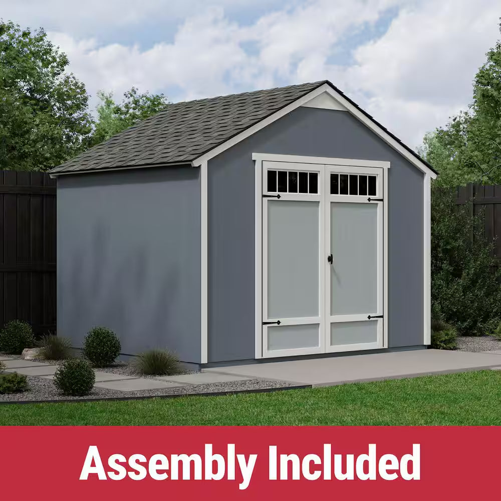 Assembly Included Kennesaw 10 Ft. W X 8 Ft. D Wood Shed W/ Floor-Outdoor Storage W/ Gray Shingles (80 Sq. Ft.)