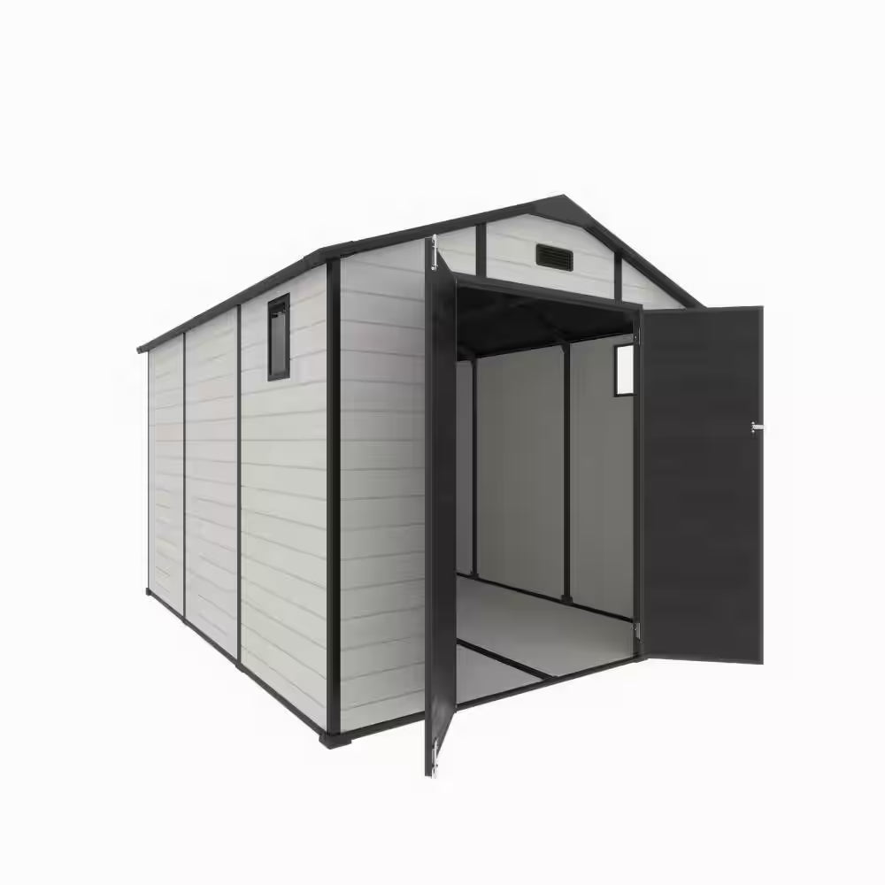 8 Ft. W X 10 Ft. D Outdoor Resin Storage Shed with Floor and Lockable Door in Beige (70 Sq. Ft.)