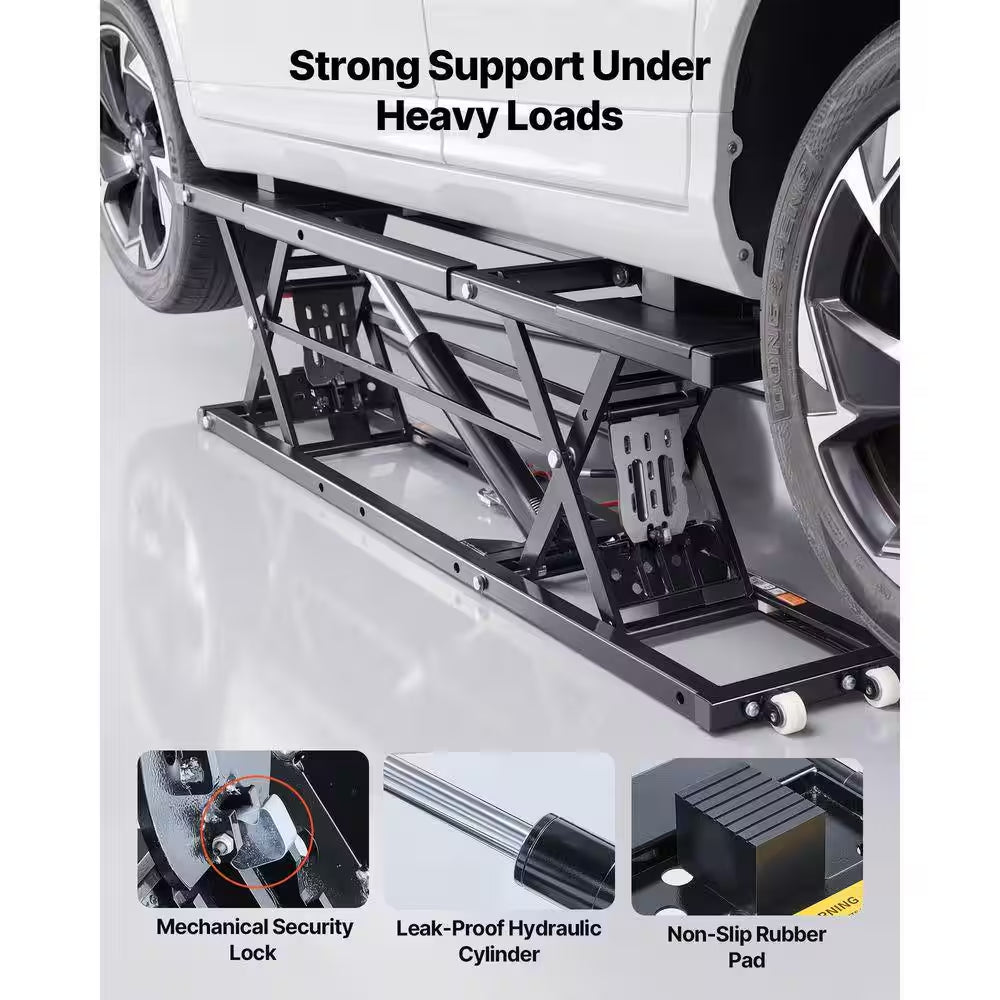 9000 Lbs. Portable Car Lift, Durable Steel Frame with 28 In. Max Height, 120-Volt Power Unit and Rubber Pads for Garage