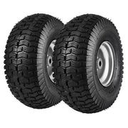 Lawn Mower Tires 15X6-6 in 2-Pack Turf Pneumatic 3 in Centered Hub 3/4 in Bushing 16 Adapters 400 Lb/Wheel