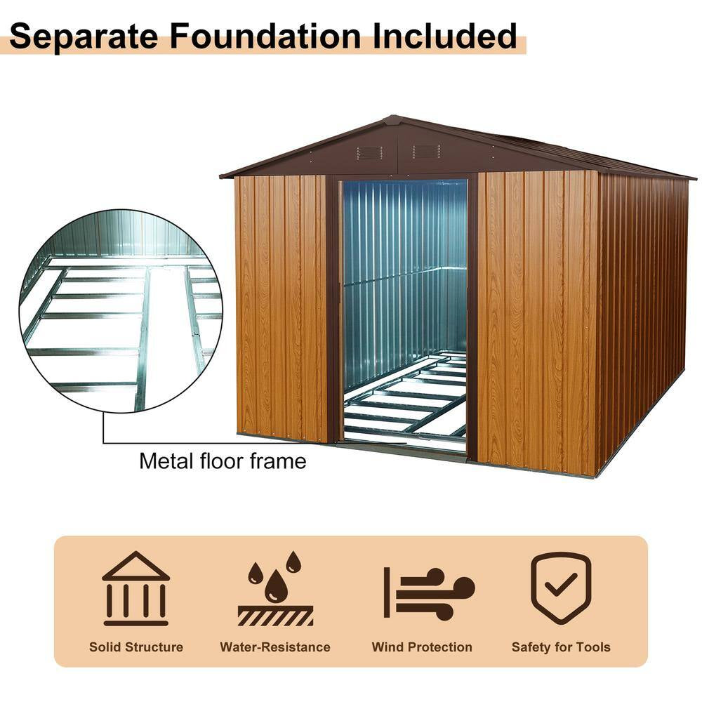 8 Ft. X 10 Ft. Outdoor Metal Storage Shed in Coffee with Metal Foundation (80 Sq. Ft.)
