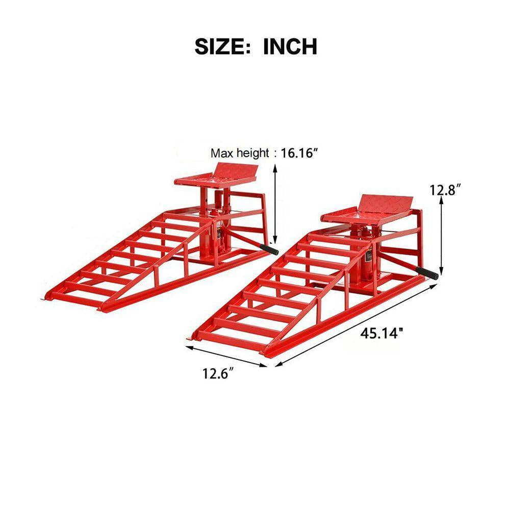 5-Ton Auto Car Truck Service Ramps Lifts Hydraulic Car Lifts 10000 Lb. Capacity (2 Pack) Red